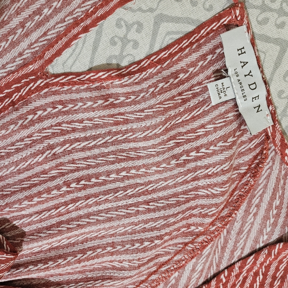Hayden LA Rust Red Cream Striped Boho Short Sleeve Maxi Dress Large - Picture 5 of 10